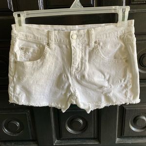 White Denim Boyfriend Stretch Shorts